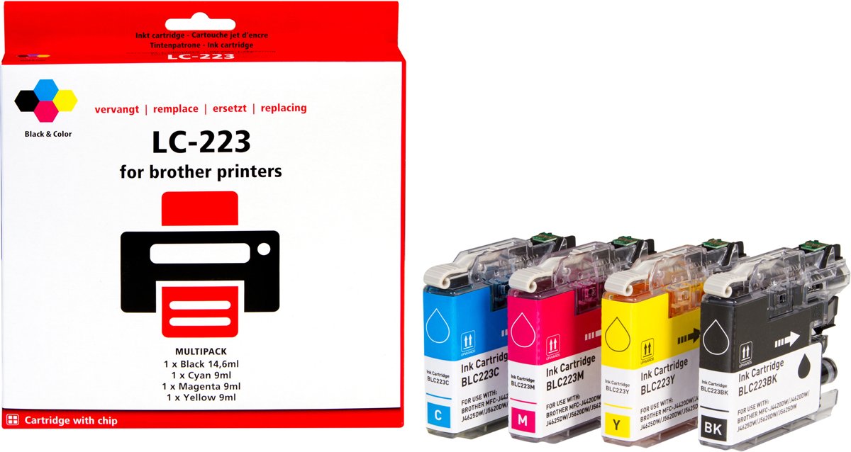 Brother LC-223 (4-pack) inktcartridge |Zwart|Cyaan|Magenta|Geel| - Pixeljet